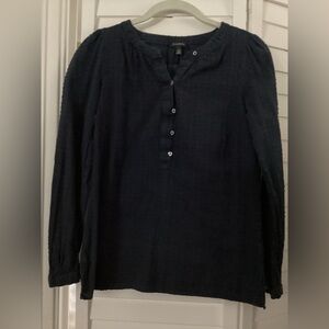 Talbots Women’s Navy Blue Long Sleeve Textured, Button-Up Top Size XS